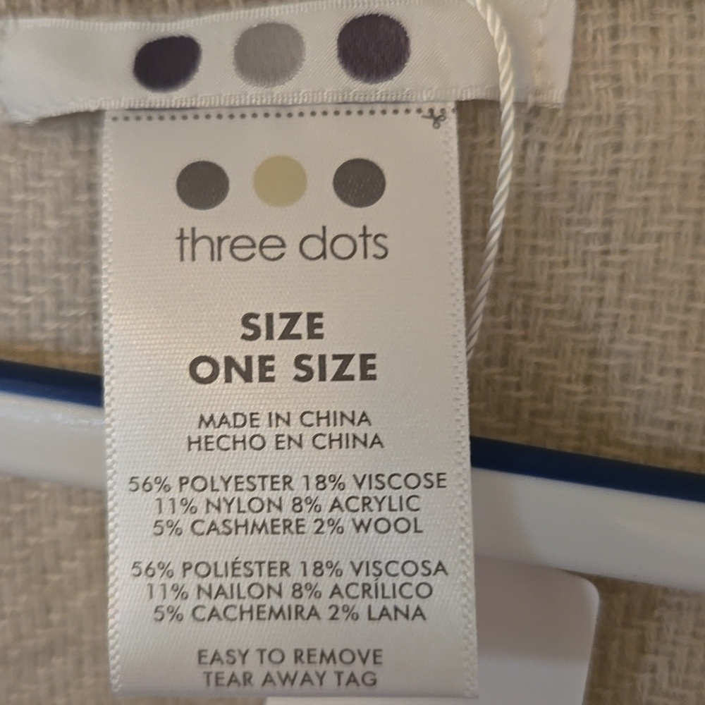 Three Dots | Tan Plaid Cashmere/Wool Blend Shawl Throw NWT - Picture 7 of 7
